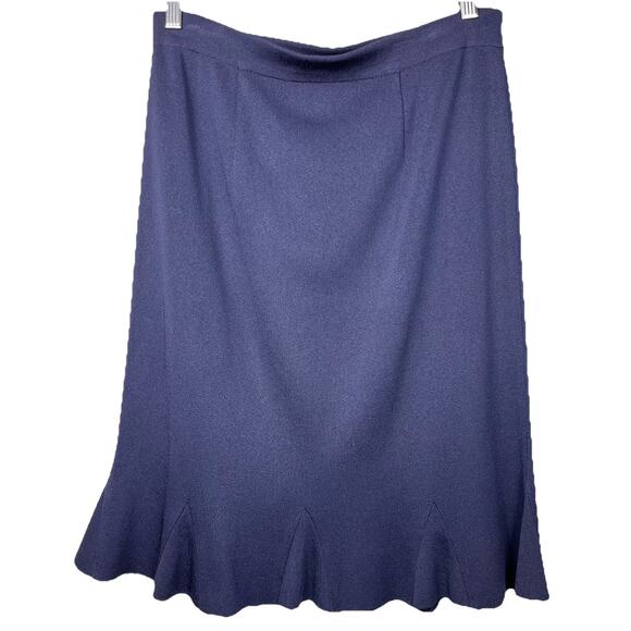 Misook Womens Ruffle Hem Knit Skirt Size Medium Blue Old Money Business Pull On - Picture 1 of 8